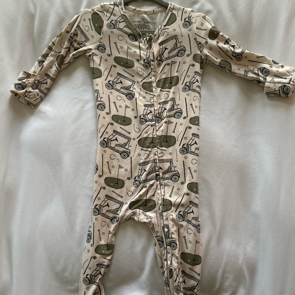 Caden Lane Cream and Green Golf Print One Piece